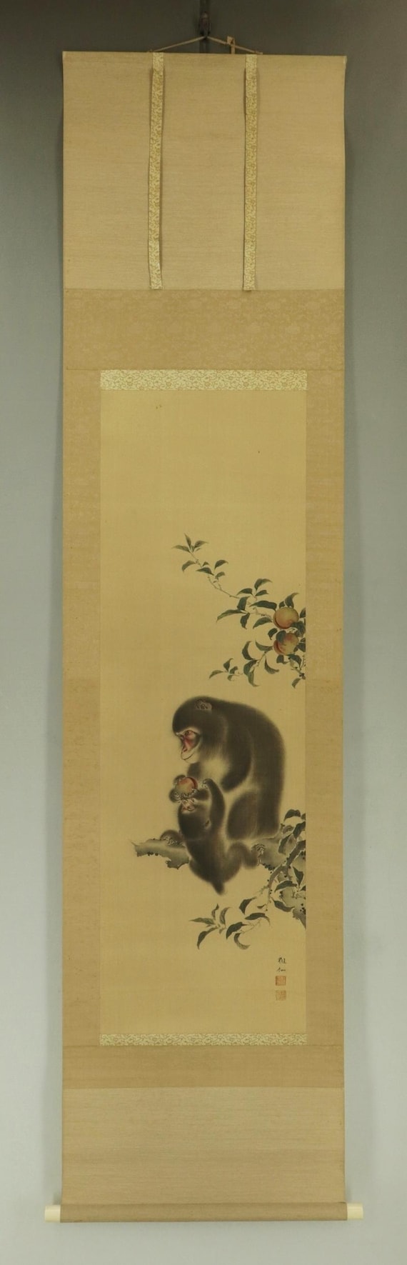江戸時代 日本画 掛け軸 R7784 母子猿図 アンティーク - Etsy 日本