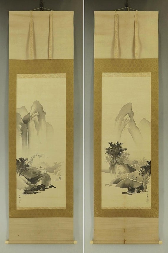 PAIR Vintage Japanese Wall Hanging Decor,hanging Scroll
