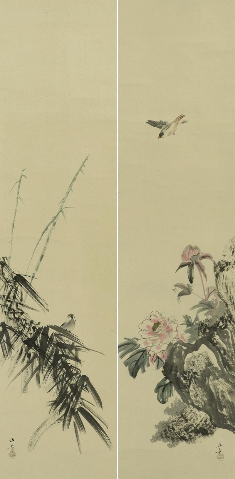 PAIR Vintage Wall Hanging Decor,japanese Hanging Scroll,vintage