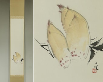Vintage Japanese Hanging Scroll Painting Bamboo Shoots Asian Style Home Decor Kakejiku Kakemono R77201