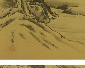 アンティークの日本の掛け軸絵画セット、掛け軸、日本の掛け軸、風景画