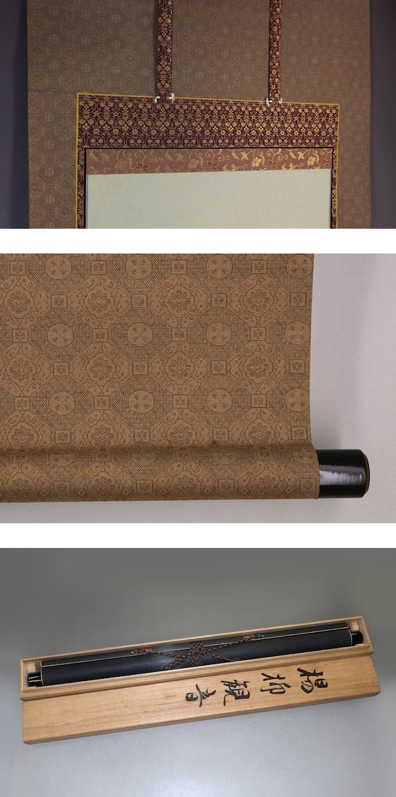 ヴィンテージ 日本製 掛軸 観音画 - シルクに描かれた観音菩薩の仏教