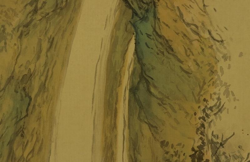 Vintage Hanging Scroll Painting Landscape Mountain Warerfall