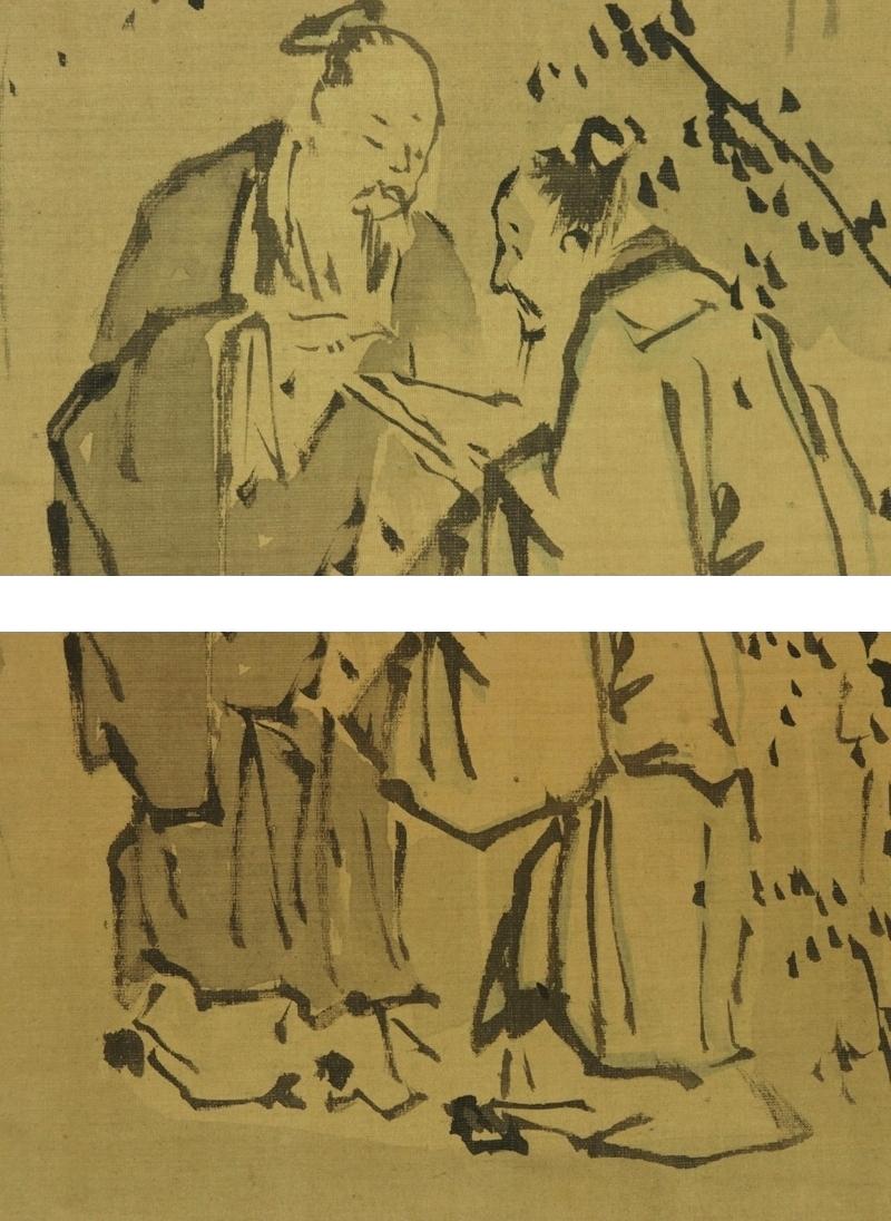 No3456掛軸　田代古崖　竹林七賢人図　着色絹本　合箱　日本画　古画　送料無料 No3456掛軸 田代古崖 竹林七賢人図 着色絹本 合箱 日本画 古画