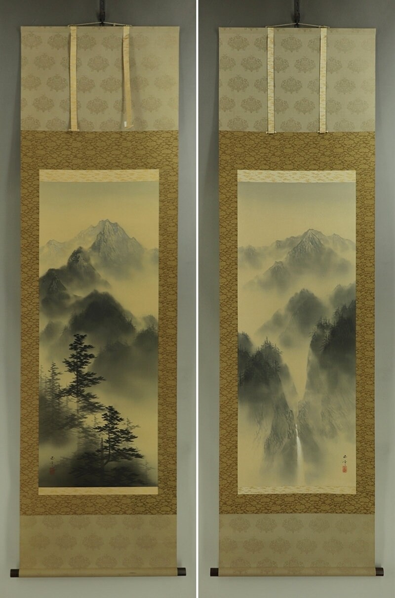 PAIR Vintage Japanese Wall Decor,deep Mountain Art,deep Forest,kakemono