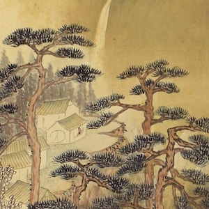 Vintage Japanese Wall Hanging Decor,Wall Art,Japanese Scroll Painting,Landscape Painting,Plum Blossom Tree,Japanese Plum Painting,R74212