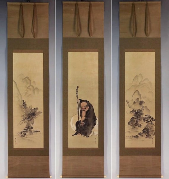 SET of Antique Japanese Wall Hanging Decor,wall Art,hanging Scroll