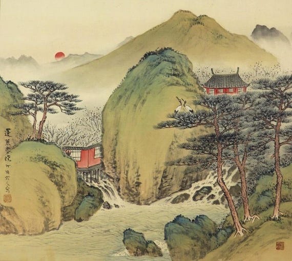 Vintage Japanese Wall Hanging Decor Art Landscape Painting,japanese Scroll  Painting,kakemono Scroll Painting,wall Painting Scroll Art,r79221 - Etsy