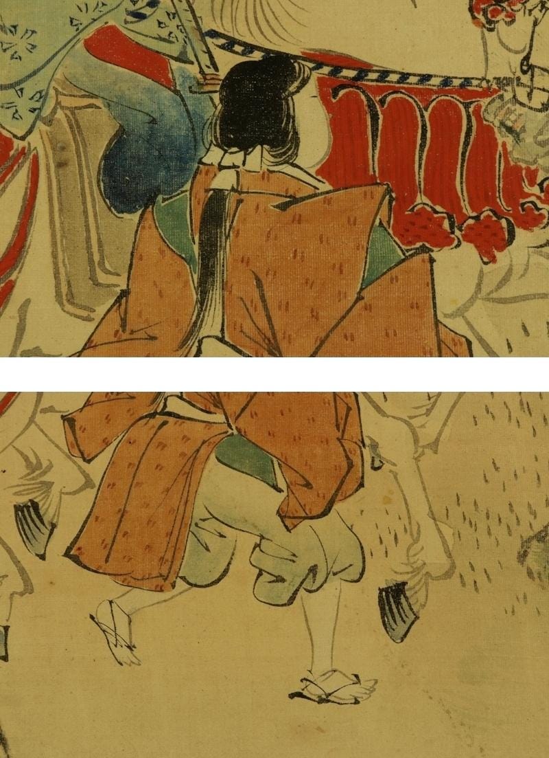 アンティーク壁掛け装飾、ウォールアート、日本の掛け軸、大和絵、日本