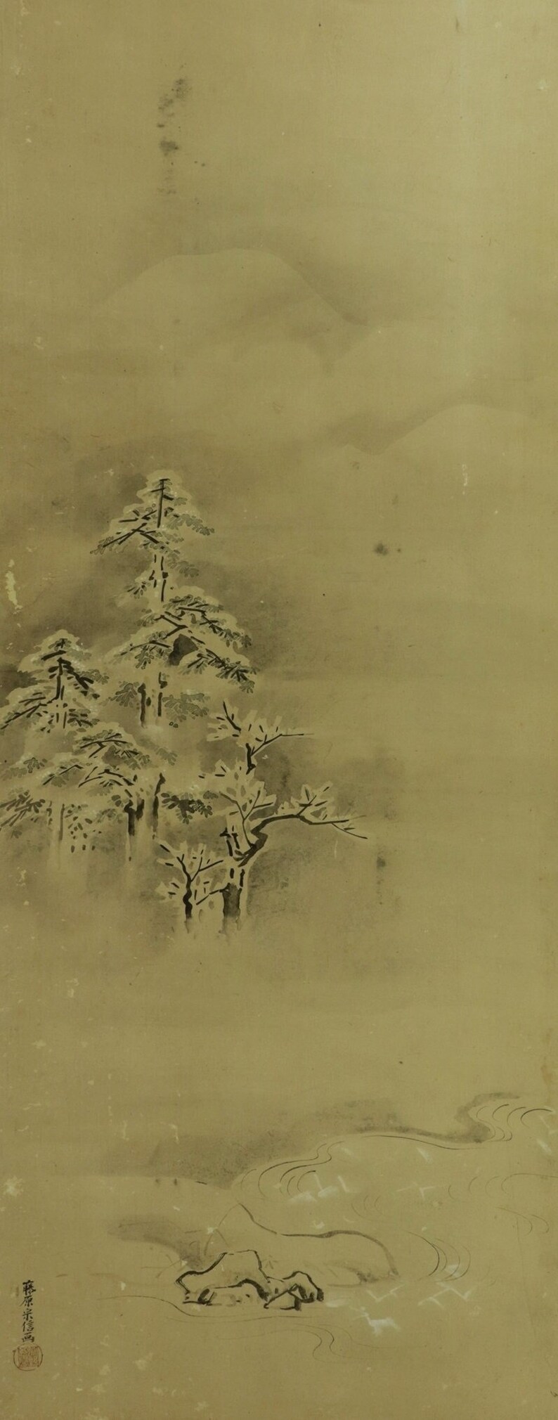 Antique Japanese Wall Hanging Decor,wall Decor Painting,snowy Landscape