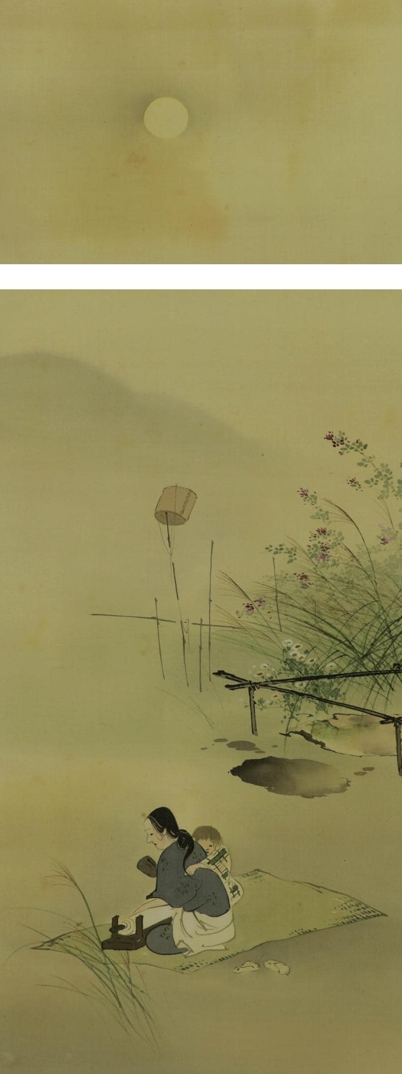 掛軸‥日本画、大和絵 ペアヴィンテージ日本の掛け軸壁装飾、巻物絵画、日本の芸術絵画