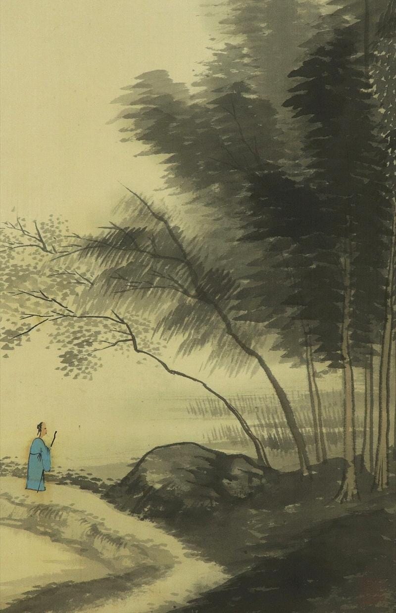 Vintage Japanese Hanging Scroll Painting,landscape,lakeview