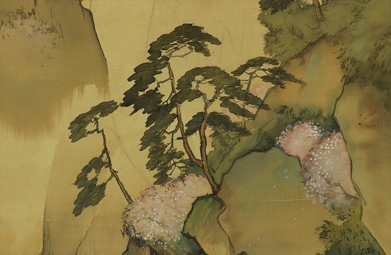 ヴィンテージ壁掛け装飾、風景画、壁飾り、風景画、桜の山と川、掛け軸