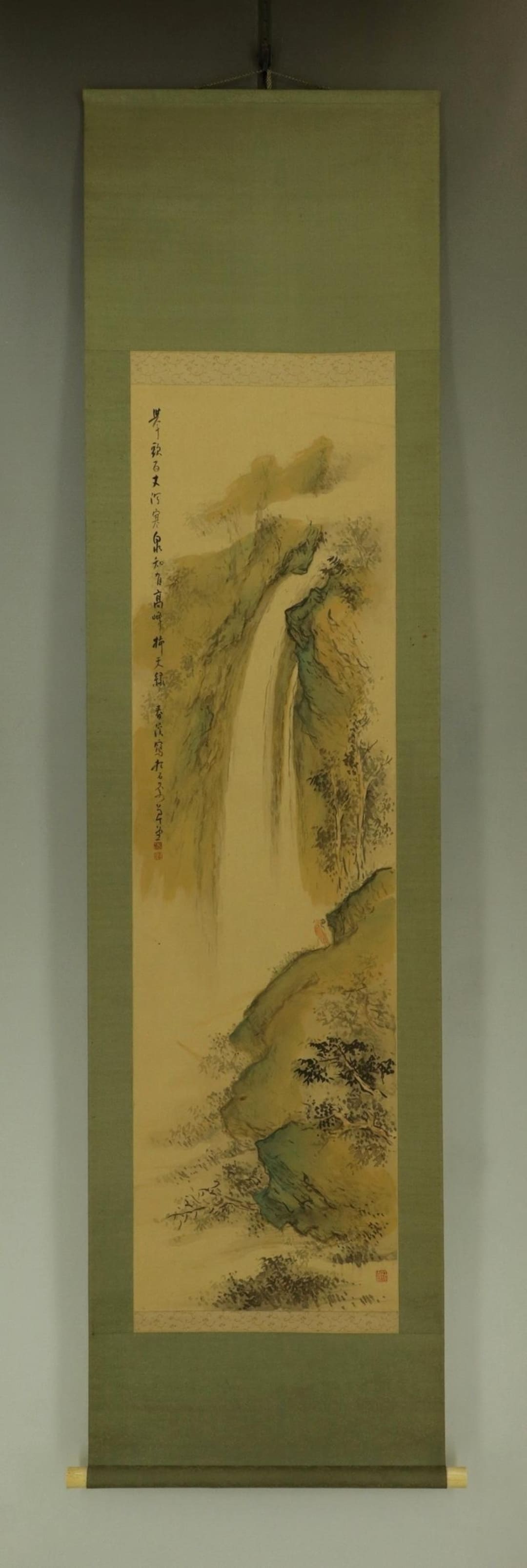 Vintage Hanging Scroll Painting Landscape Mountain Warerfall