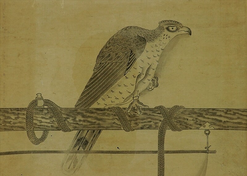 Antique Japanese Wall Hanging Decor,hawk Painting,falconry