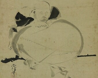 アンティーク 布袋画 水墨画 七福神 掛軸 R64241 - Etsy 日本