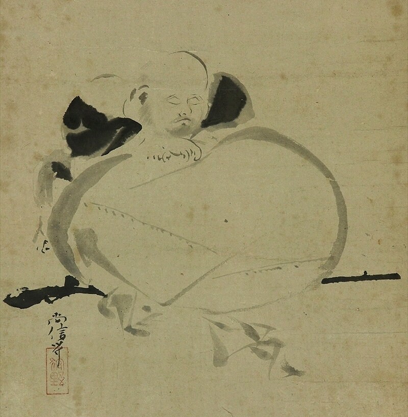 アンティーク 布袋画 水墨画 七福神 掛軸 R64241 - Etsy 日本