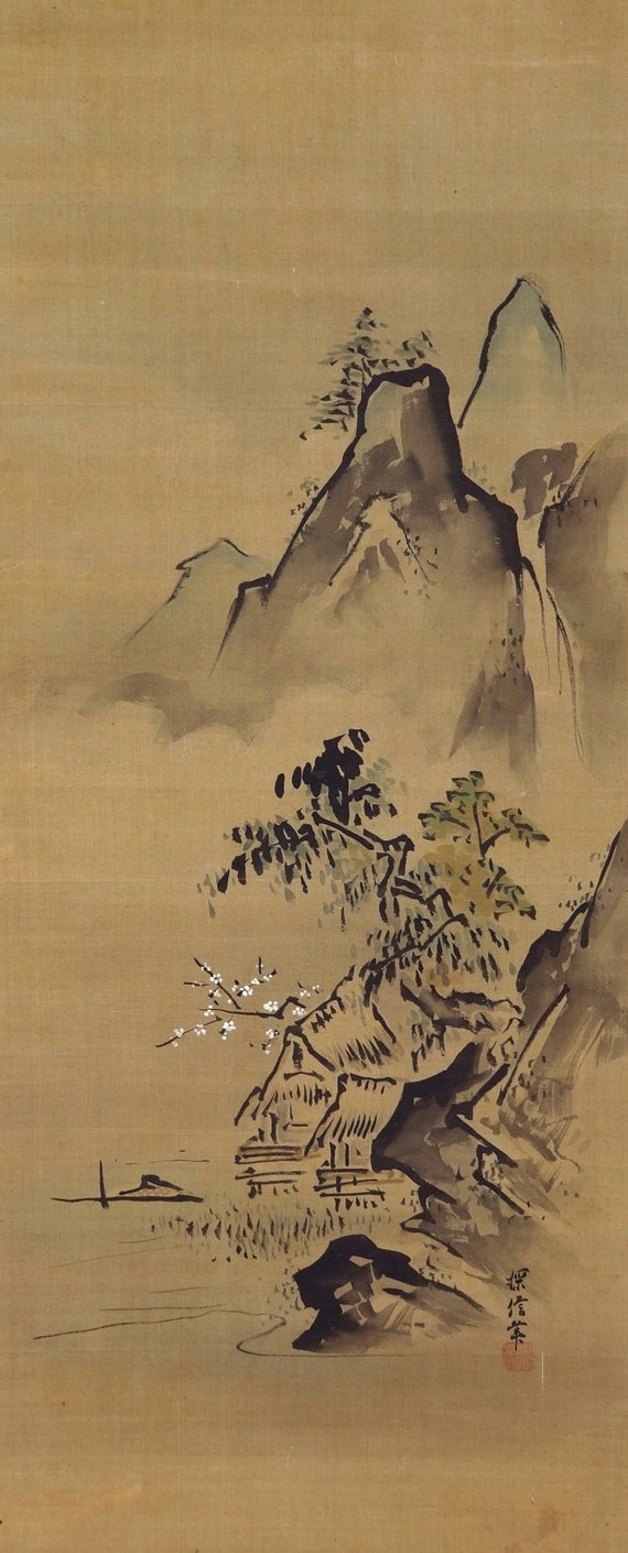 Antique Japanese Wall Hanging Art,wall Decor,landscape Painting