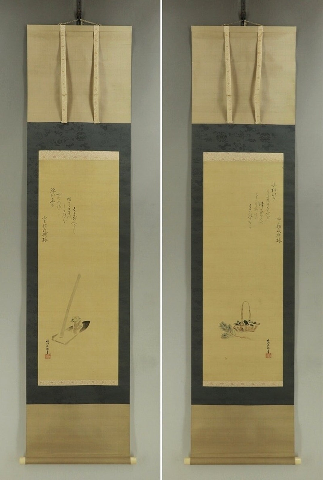 PAIR Antique Japanese Wall Hanging Decor,wall Decor,wall Art Painting ...