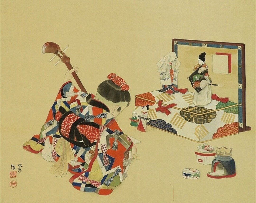 Vintage Japanese Wall Hanging Decor Art Painting,wall Decor,bijinga