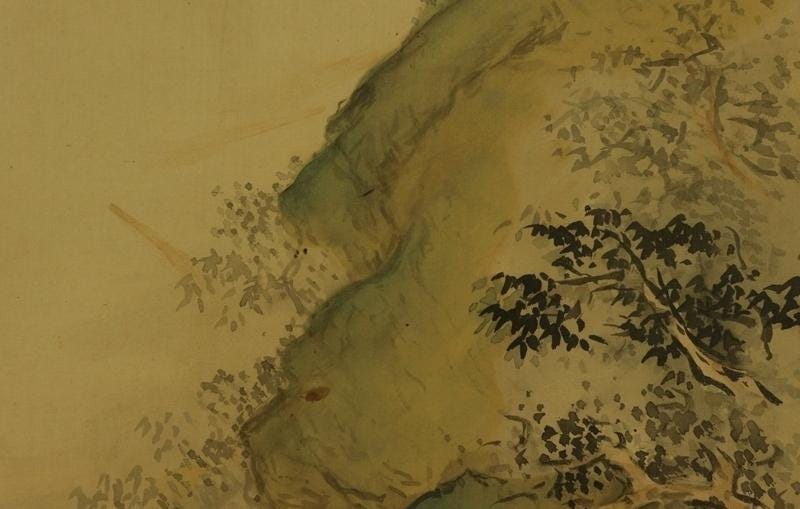ヴィンテージ 掛け軸 絵画 風景画 山水画 滝 南画 墨絵 掛軸 R710101