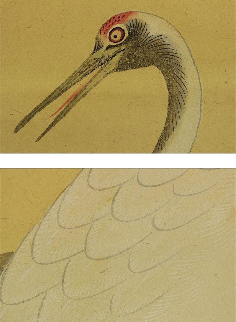 SET Antique Wall Hanging Decor,crane Painting,crane,crane