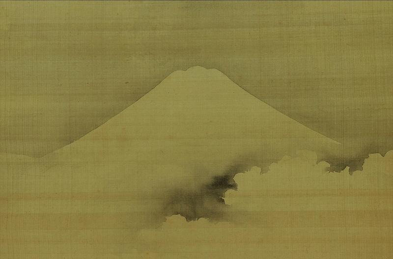 Antique Kano School Japanese Scroll, Mt. Fuji Landscape Painting