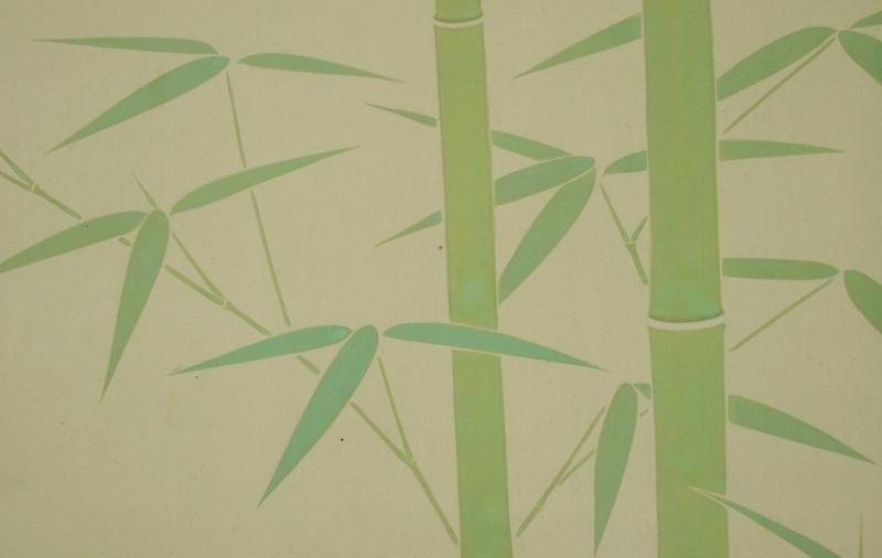 ヴィンテージの日本の掛け軸、竹の絵、鳩、鳥、花、禅の壁飾り、アジア