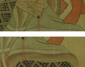 Antique Hanging Scroll Painting,bijinga,beautiful Woman in Kimono