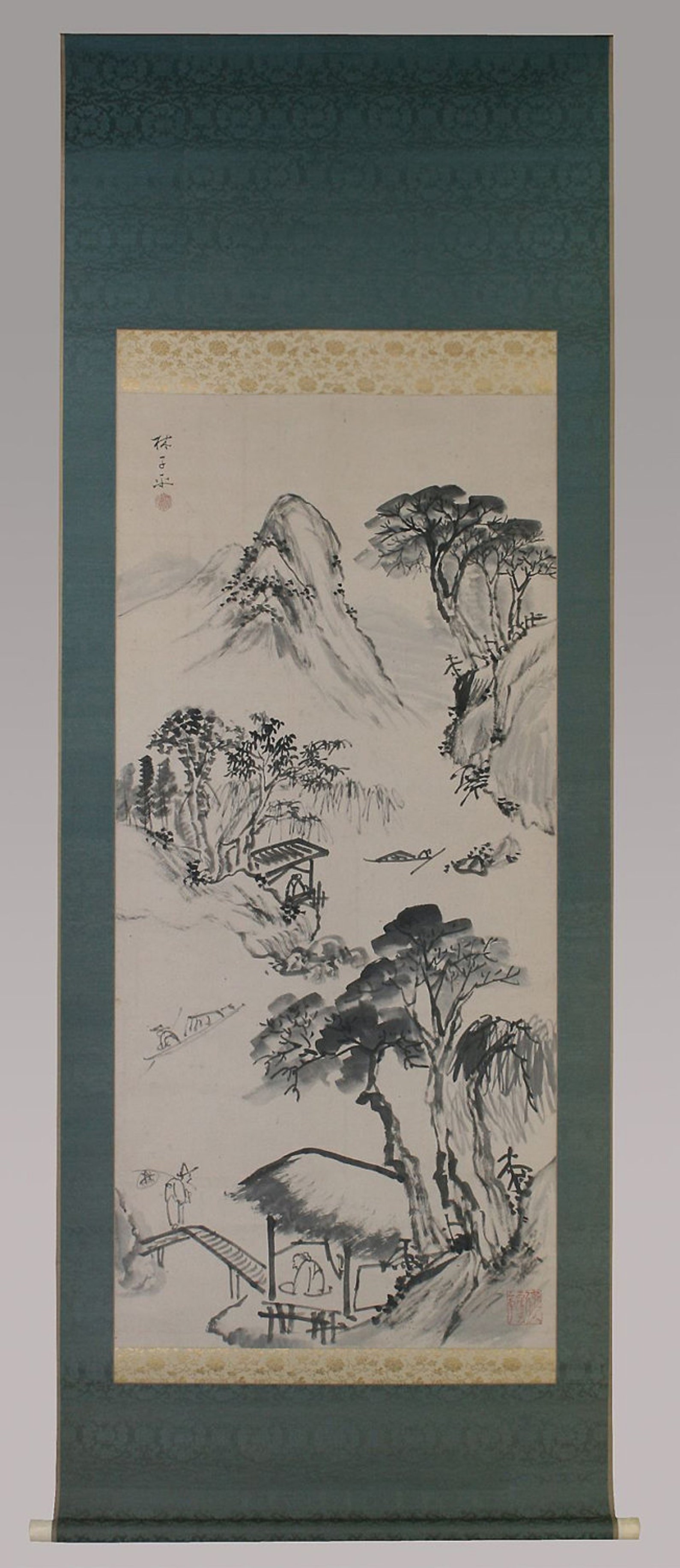 Japanese Fine Art Painting Inkuwash Landscape Sansui Hanging Etsy