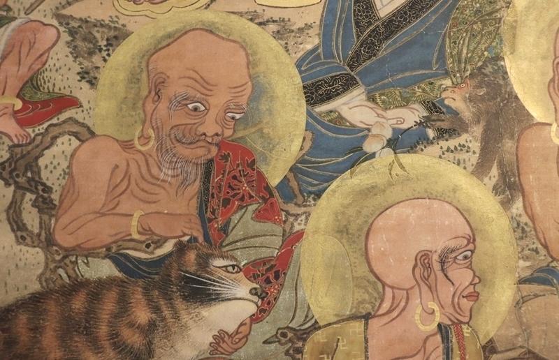 ヴィンテージ 日本製 掛け軸 十六羅漢図 禅風 仏陀アート 掛軸