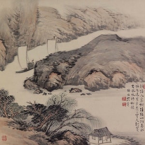 Vintage Japan hanging Scroll,Scroll Painting,kakemono Scroll,Kakejiku Scroll,Spring Landscape,Kakemono Wall Art,Hanging Scroll Art,R401182