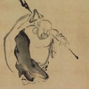 アンティーク 布袋画 水墨画 七福神 掛軸 R64241 - Etsy 日本