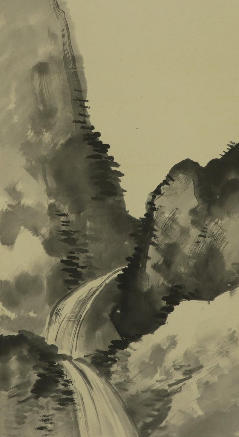 掛軸 滝と山の風景 楽天市場】山水画・滝の掛け軸 瀑聲 美濃正堂作品 高級桐箱付 : 美術