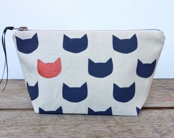 Midnight cats with metallic copper pouch - screen printed and handmade