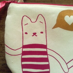 Girls shoulder bag Kitty luvs Bear fuchsia and gold screen printed and handmade image 2