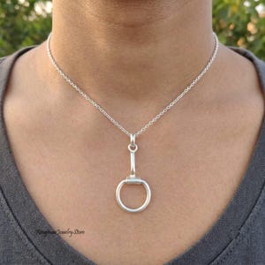 Solid 925 Sterling Silver Snaffle Bit Pendant Equestrian Horse Charm Necklace Handmade Jewelry Gift