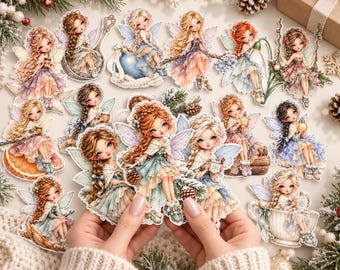 気まぐれなクリスマスの妖精プリントセット、冬のジャンクジャーナルキット（A4サイズ13ページ）