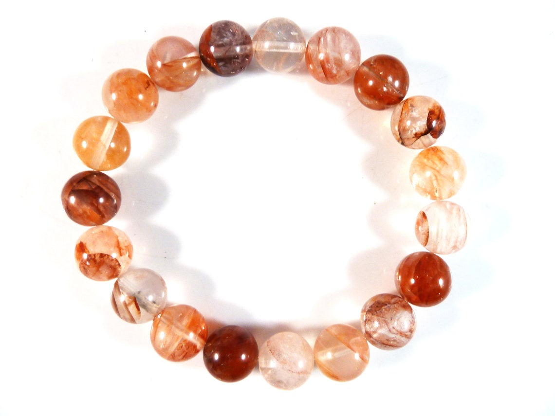 Red Hematoid Quartz Crystal Stretch Bracelet 10mm Smooth Etsy