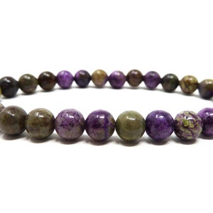 Atlantisite Bracelet 6mm Smooth Round Beads Stretch Natural Genuine Stichtite Serpentine Purple Green High Vibration Small Dainty RARE!