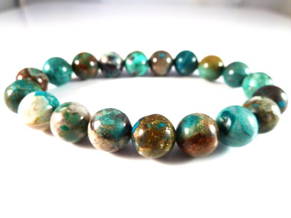 Band Stretch Natürliches 8/10/12 Mm Blau Chrysocolla Runde Edelstein Perlen Stretch Chrysocolla Perlen Armband Naturblau 7,5 Zoll Stretch