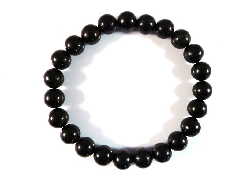 Jet Stretch Bracelet 8mm Smooth Round Polished Bead Bracelet Lignite Black Witches Amber Dark Gray Gemstone Stack Layer Unisex Gift Light