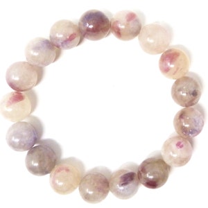 Pink Tourmaline Lepidolite Bracelet 11 mm to 12mm Smooth Round Beads Stretch Natural Genuine Unicorn Stone Smoky Quartz Stack Unisex Boho