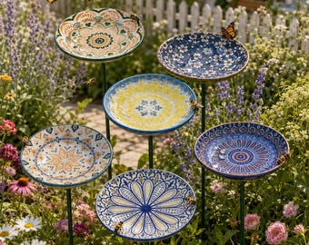 Ceramic Bee Watering Station, Butterfly Pollinator Dish, Bird Water Bowl, Hand Painted Garden Decor, Wildlife Friendly Garden Gift