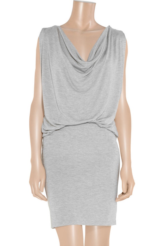 Items similar to Draped jersey backless dress. Halterneck jersey dress ...