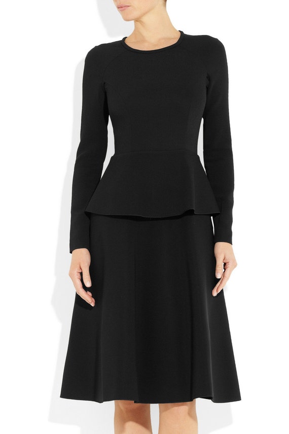 Black Knee Length Peplum Dress