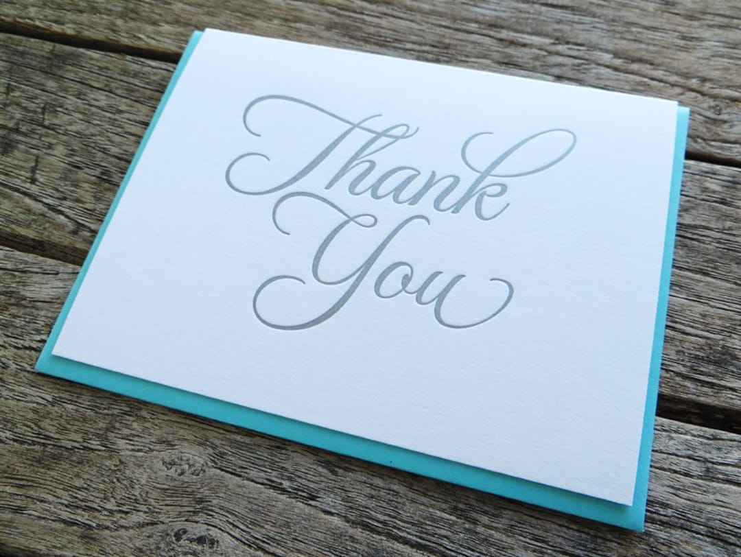 Script Thank You Letterpress Card - Etsy