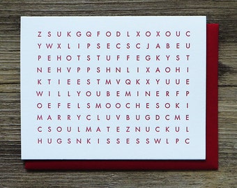 Valentine's Word Search Letterpress Card