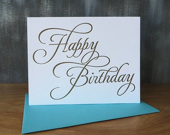 Happy Birthday Script Letterpress Card