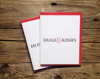 Hugs & Kisses Letterpress Card